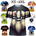 Sports Bowling Oversized 3D printed T-shirt men's women fashion Casual Tops