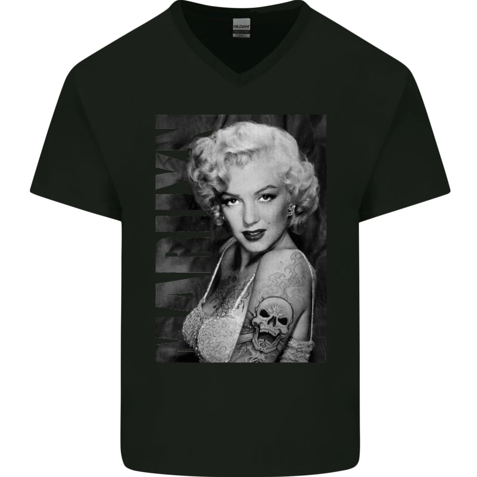 Marilyn Tattoo Mens V-Neck Cotton T-Shirt