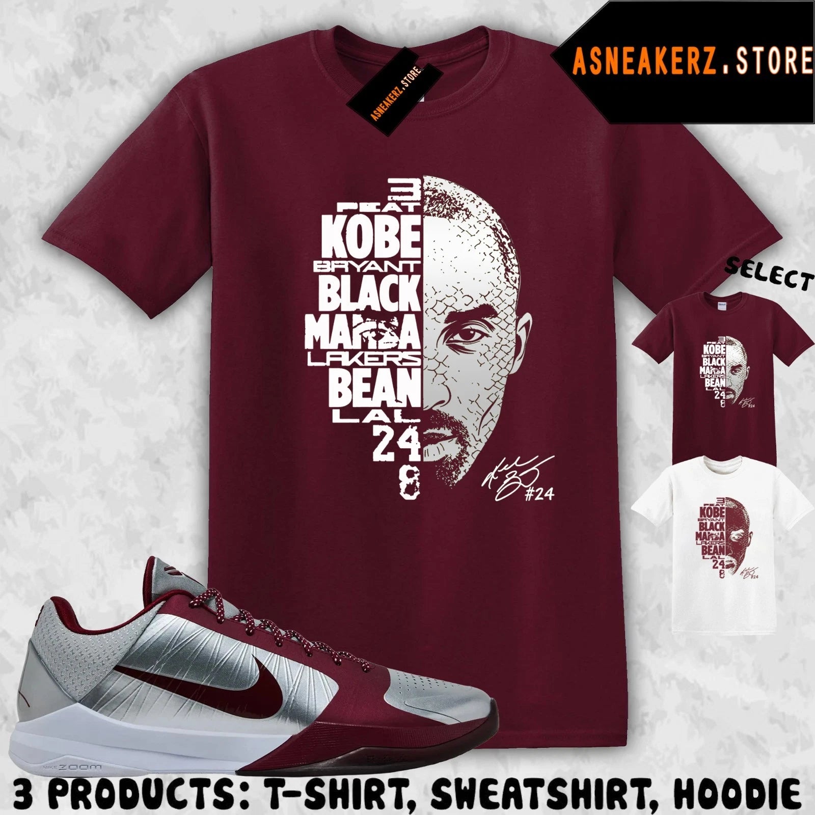 Shirt Matching KB 5 Protro Lower Merion Aces To Match Sneaker Kobe Face T-Shirt