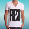 Men's T-shirt V Neck 'Fresh Black Writing' Gift Idea Road to Happiness