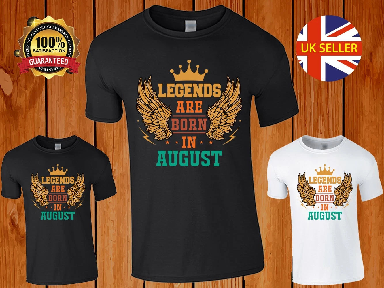 Legends Are Born In August Mens T-Shirt Funny Birthday Month Unisex Gift T Shirt