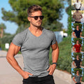 Breathable Men's V Neck For slim Fit Polyester T Shirt for Summer Workout