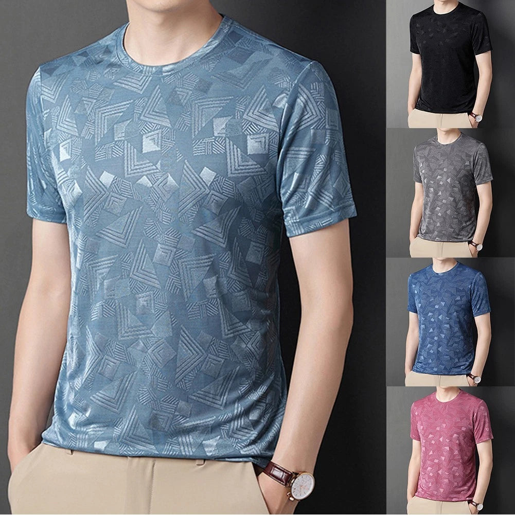 Lightweight Slim Fit Men's Short Sleeve Round Neck T Shirt Polyester Base