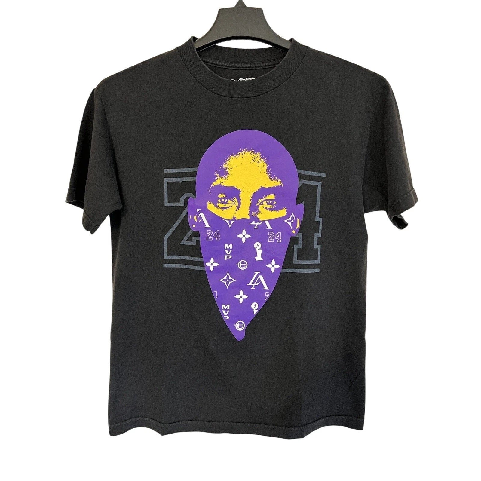 Kobe Bryant MOST WANTED Black TERUO ARTISTRY T-Shirt LA Lakers Med Bandana RARE