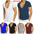 100% Cotton Men Short Sleeve Deep V Neck T Shirt Slim Fit Clubwear Office AU