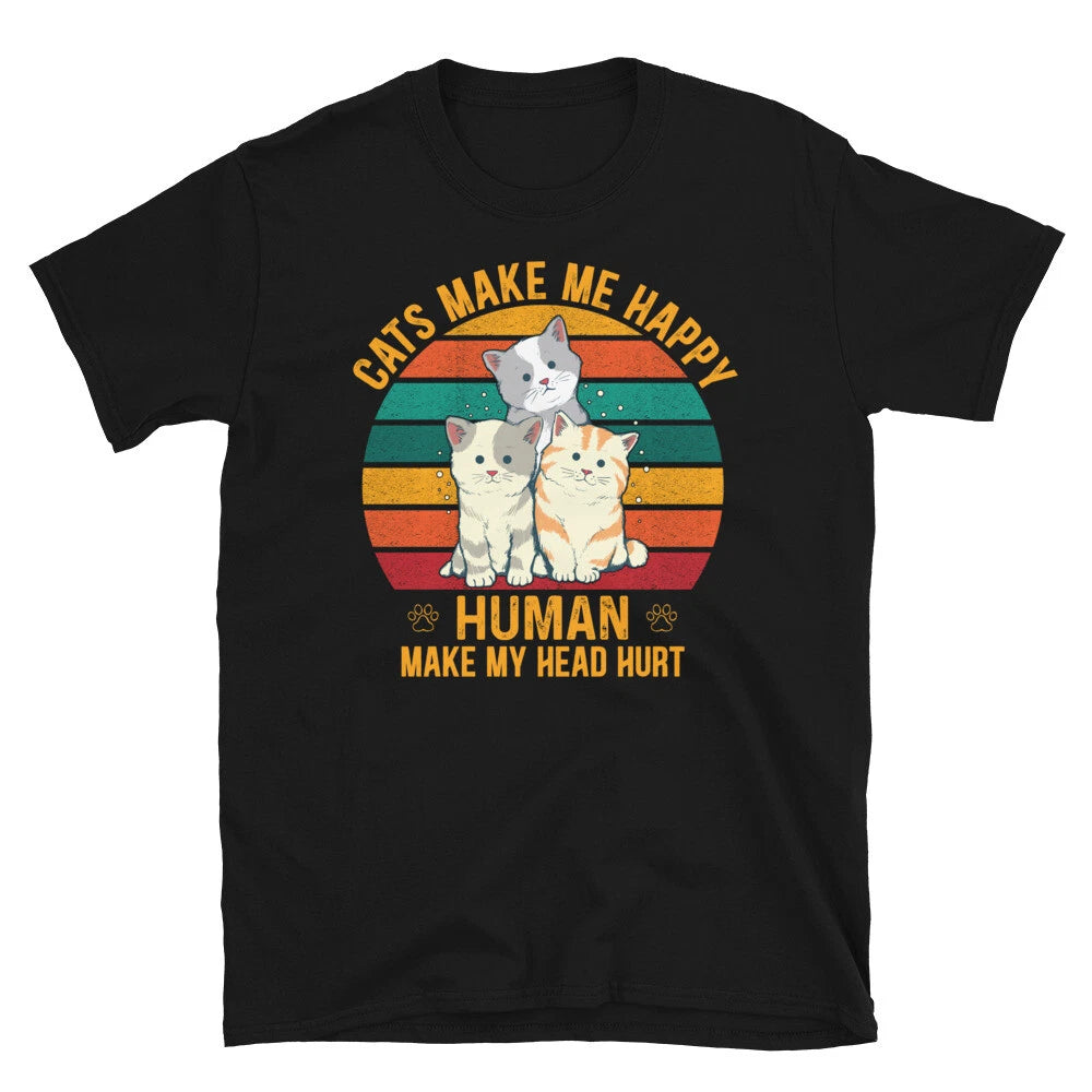 Humans Make My Head Hurt Cute Cat Funny Animal Kitty Cats T-Shirt