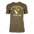1st Emblem Cavalry US Forces Army Cool Trendy T-Shirt Top - Olive Green