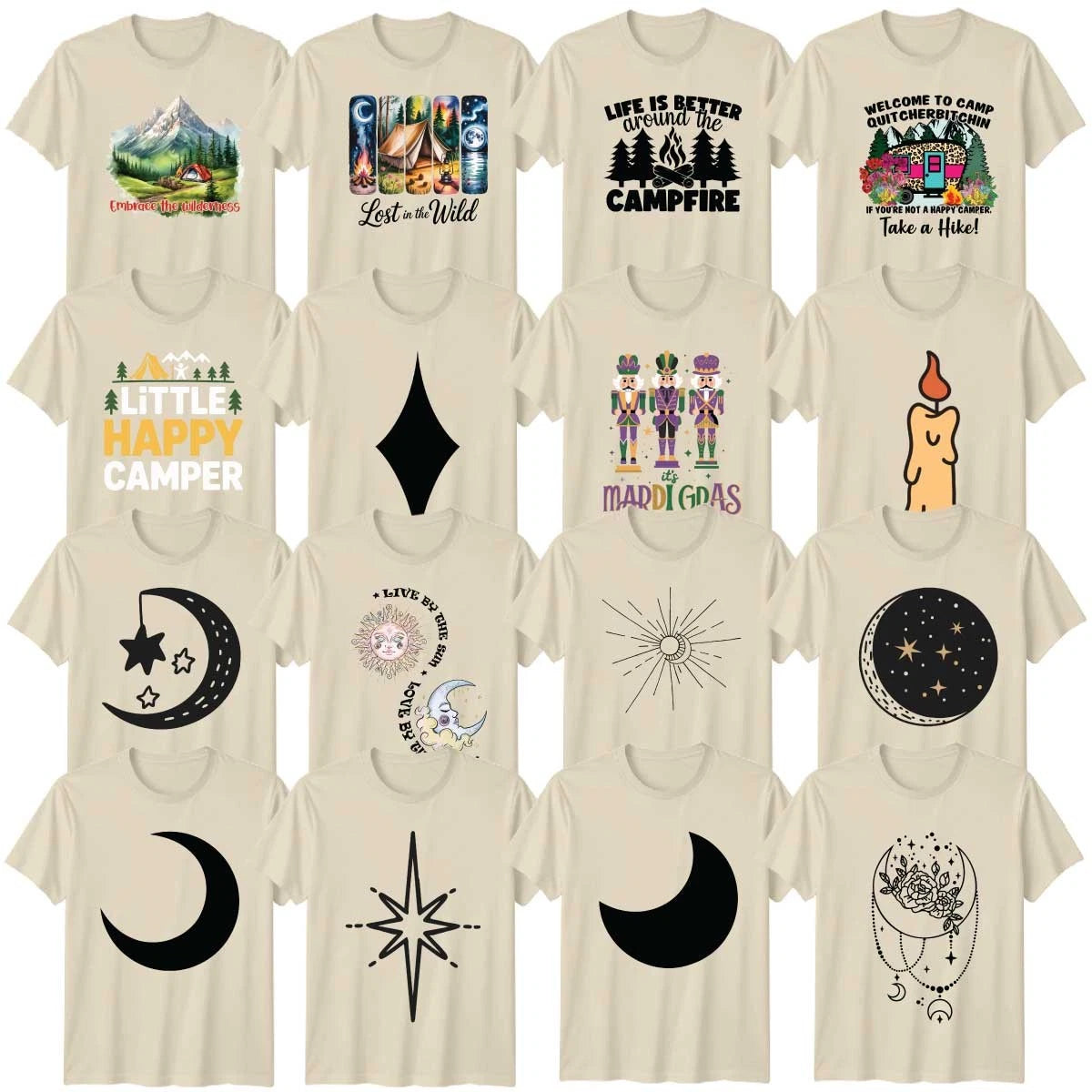 Minimalist Moon Phases Outdoor Adventure Adult T-Shirt Camping Birthday Gift
