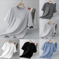 Slip Fit Men Short Sleeve Round Neck Solid Color Tee Top T Shirt for Summer