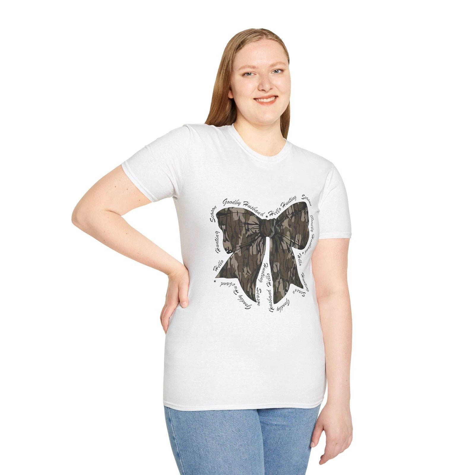 Camo Bow T-Shirt, Casual Wear, Gift for Her, Cute Outfit, Everyday [...]