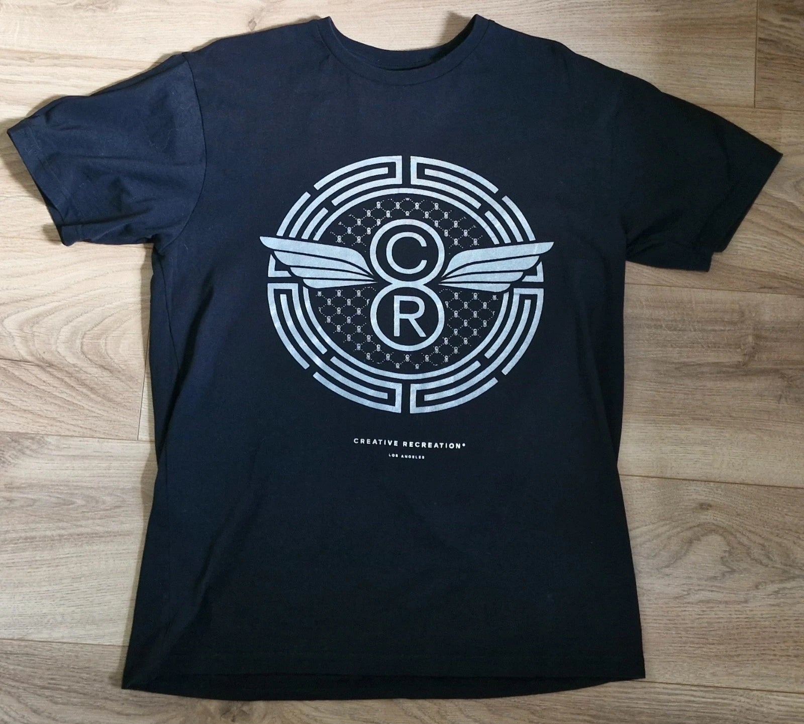 Men's Creative Recreation T-shirt, Black, Metallic print, Size M