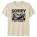 Sorry Got Plans Cat T-Shirt Funny Lazy Tabby Kitten Tee