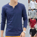 Men Long Sleeve V Neck Casual T Shirt Slim Fit Basic Top for Daily Wear