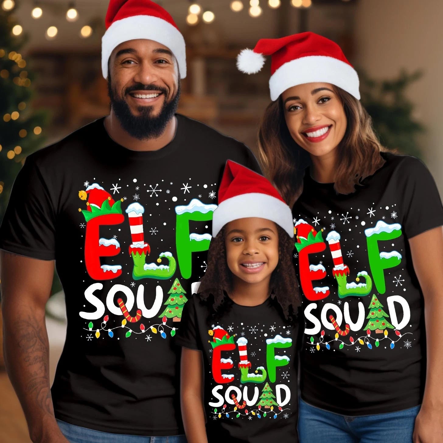 Elf Squad Christmas T-Shirt Merry Elf Crew Xmas Family Holiday Gift Shirt T-5046