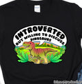 Introvert Discuss Dinosaurs Cotton T-Shirt: T-Rex Design, Kids Ladies Mens Sizes