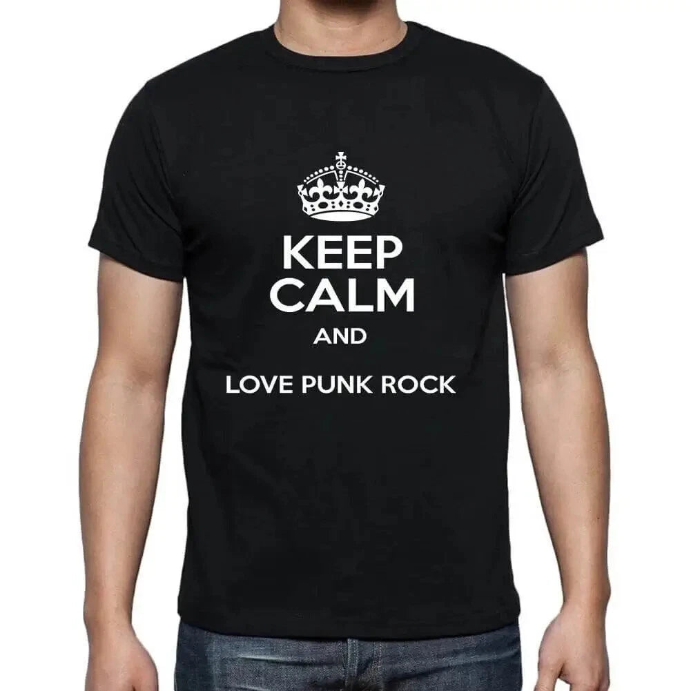 Mens Keep Calm And Love Punk Rock Print T-Shirt Vintage