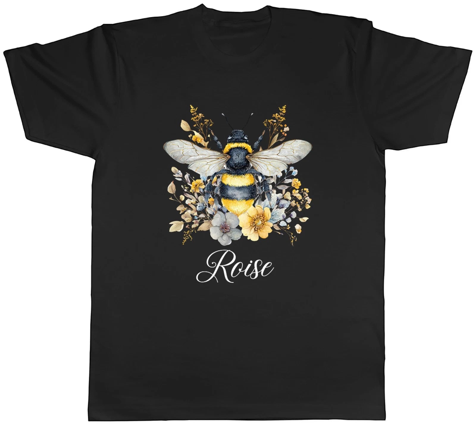 Personalised Bumblebee Flowers Any Name Bee Day Mens T-Shirt Tee Gift Top