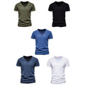 Men Cotton V-Neck Undershirts Short Sleeve Pullover Top Slim-Fit Comfort T-Shirt