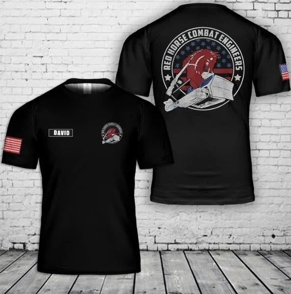 Custom Name RED HORSE Combat Engineer 3D T-Shirt