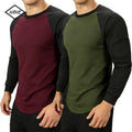 Mens Contrast Baseball Long Sleeve T Shirt Casual ToP  4 Colours UK
