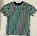 HUF Turquoise Striped Logo T-Shirt Streetwear Used Mens