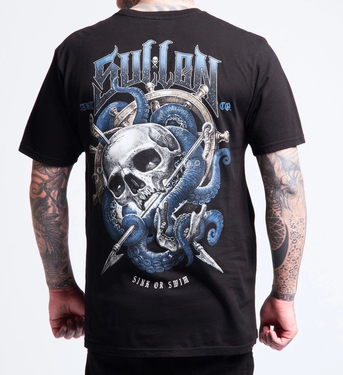 Sullen Harpoon Octopus Skull Premium Black T Shirt UK M-3XL UK