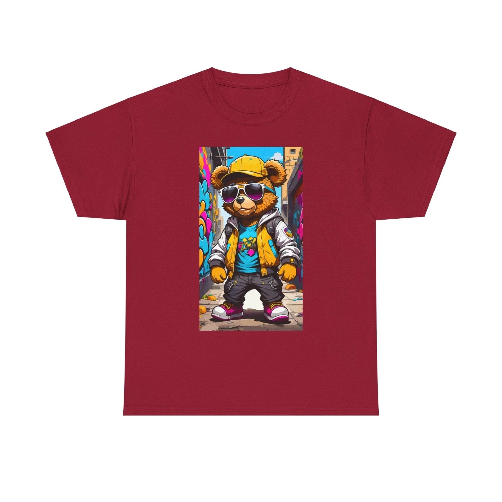 TEDDY BEAR STREET URBAN RAPPER GRAPHIC T SHIRT Unisex Heavy Cotton Tee