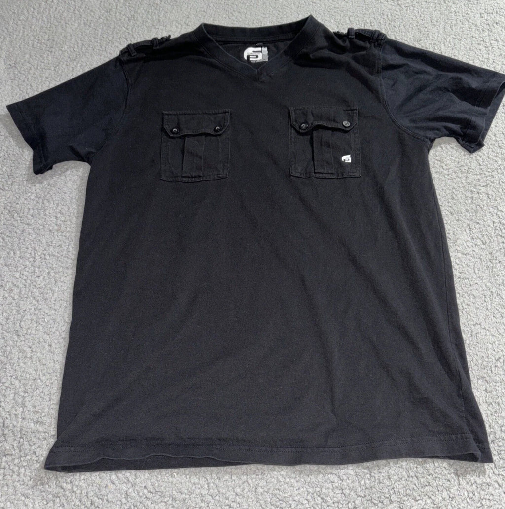 South Pole Mens 2 Pocket Cargo Shirt  Size Large Black Y2K Skater