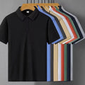 Daily Casual Mens Lapel T-Shirt Streetwear Top Slight Stretch Regular Length