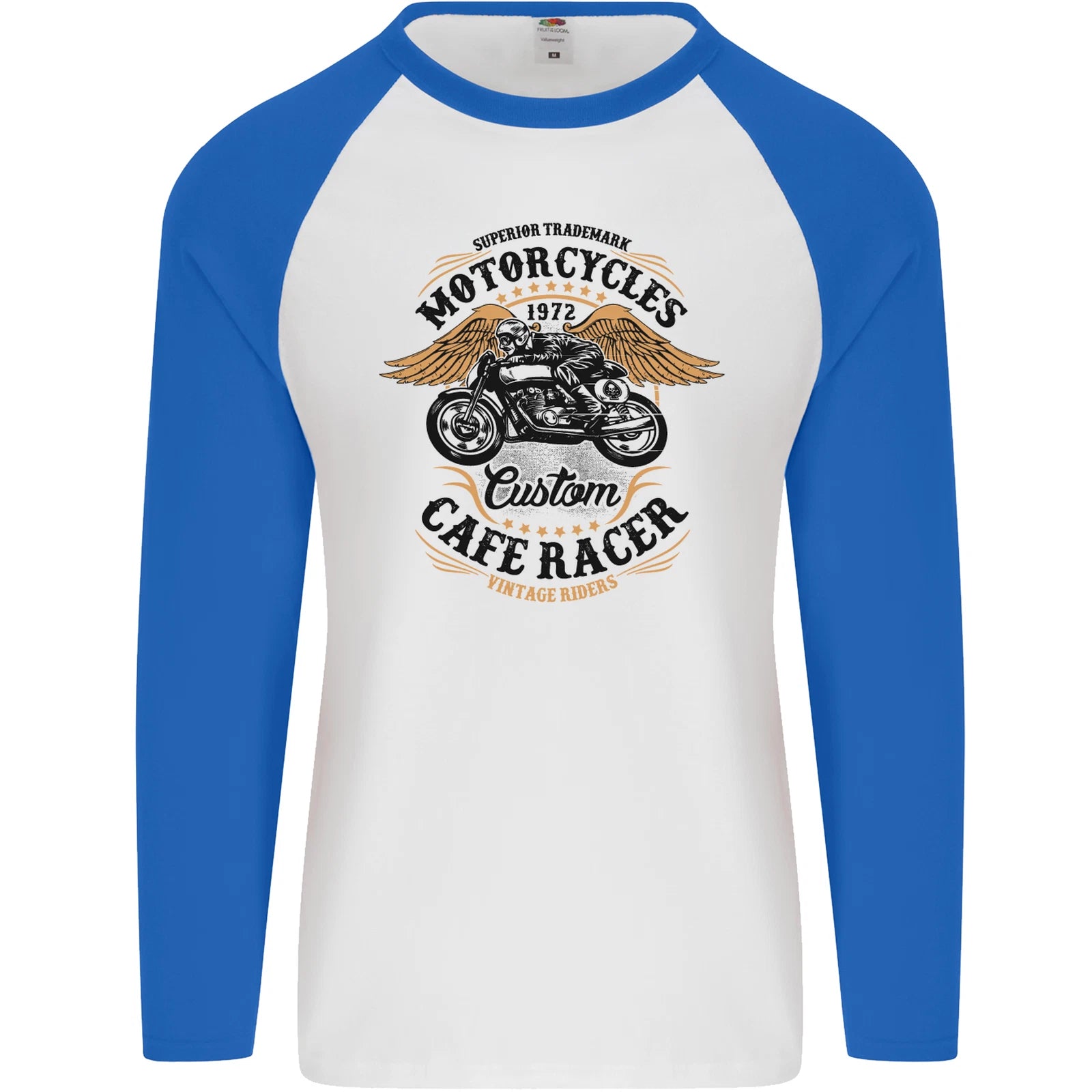 Biker Custom Cafe Racer Motorbike Mens L/S Baseball T-Shirt
