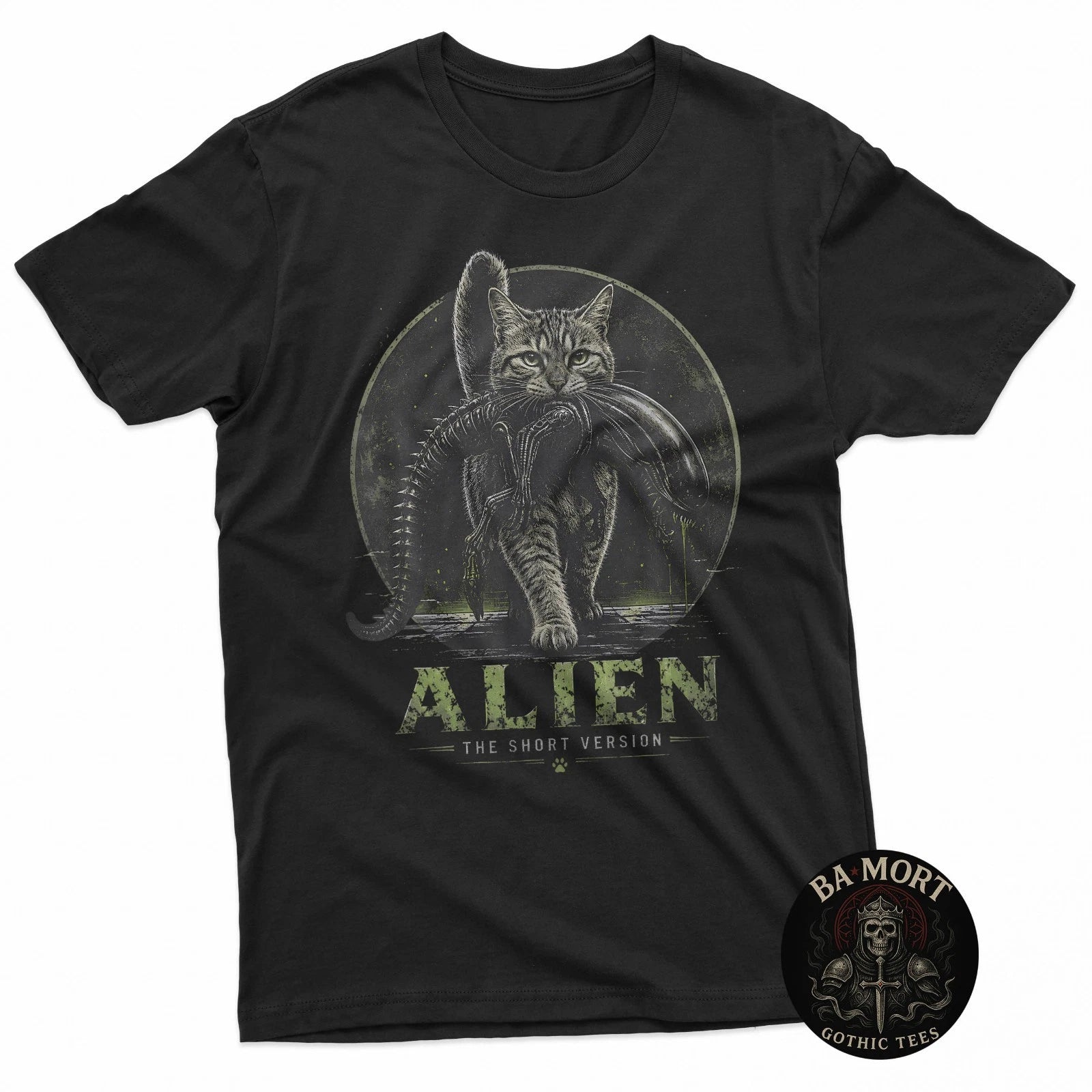 Alien Short Version Cat Sci-Fi Horror Parody Funny T-Shirt