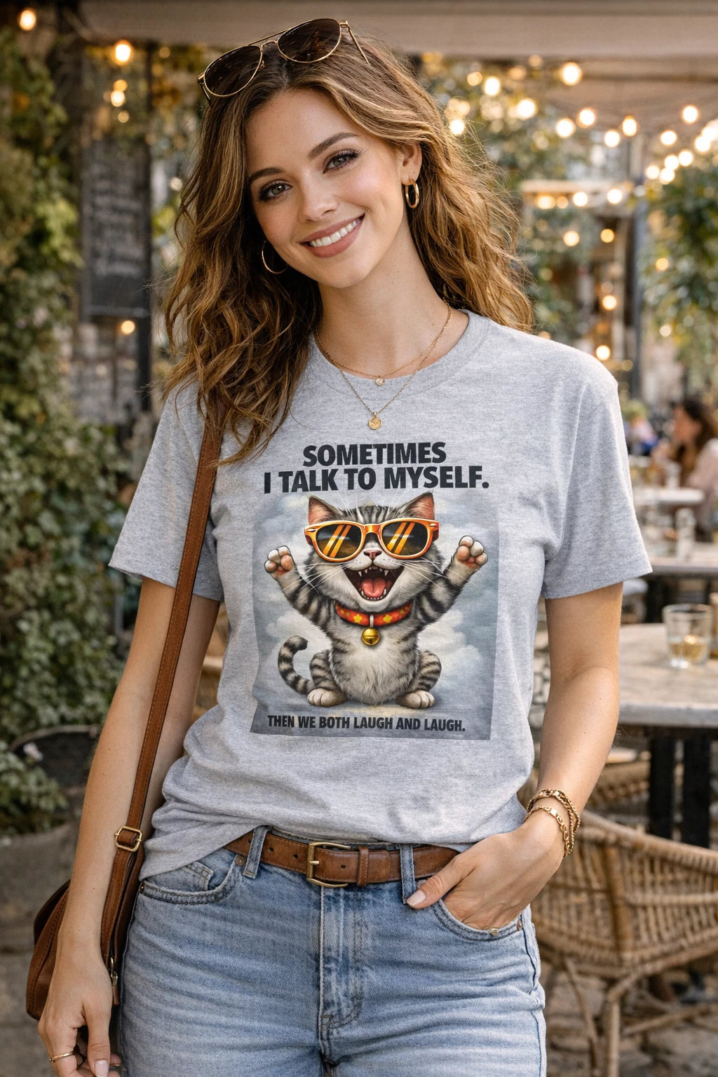 Funny Cat T-Shirt Sometimes I Talk to Myself Humor Cute Pet Lover Tee