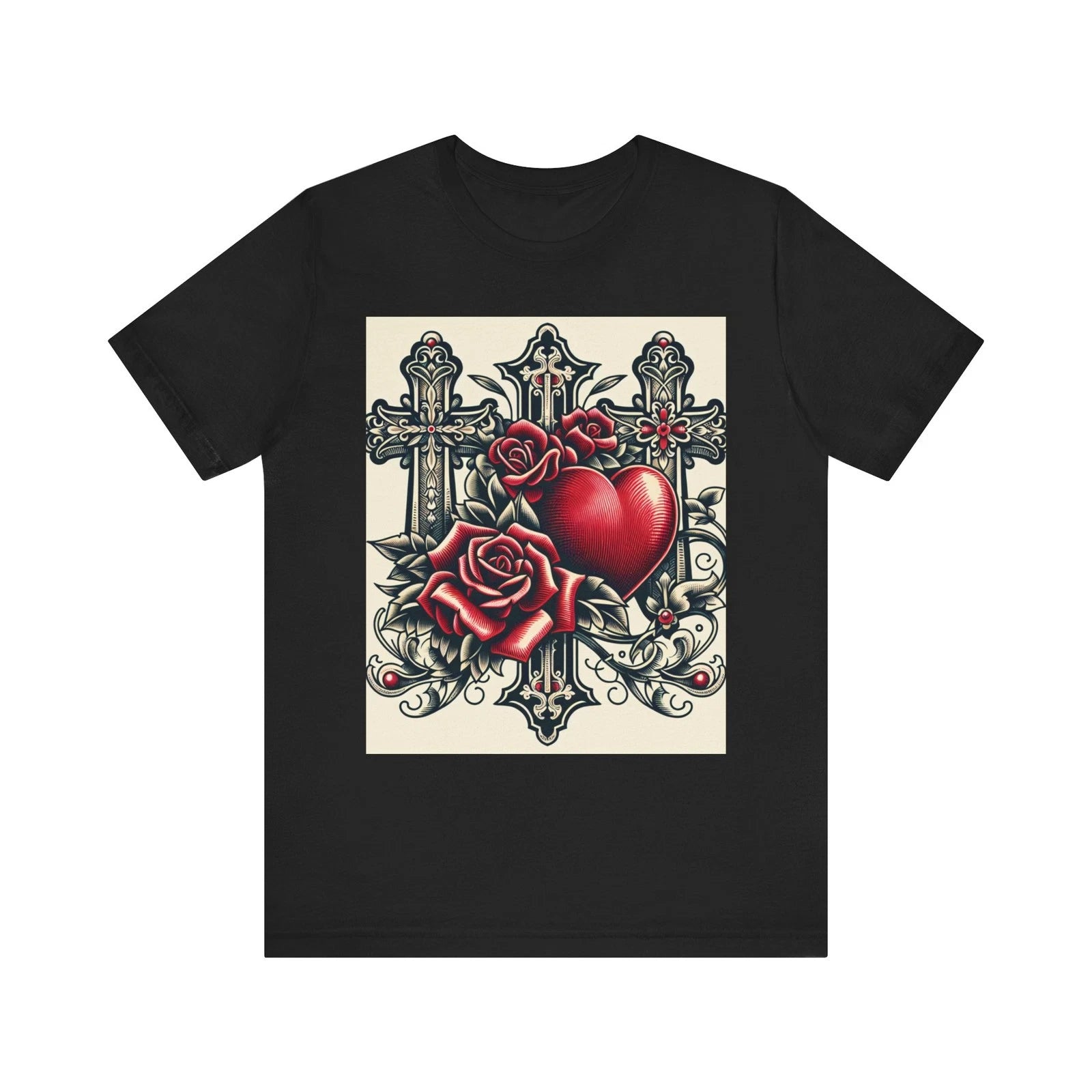 Stylish Tattoo-Inspired Unisex Tee, Gothic Heart Shirt, Unique Gift for [...]
