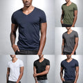 Men's Polyester Muscle T Shirt Short Sleeve V Neck Casual Fitness Activewear