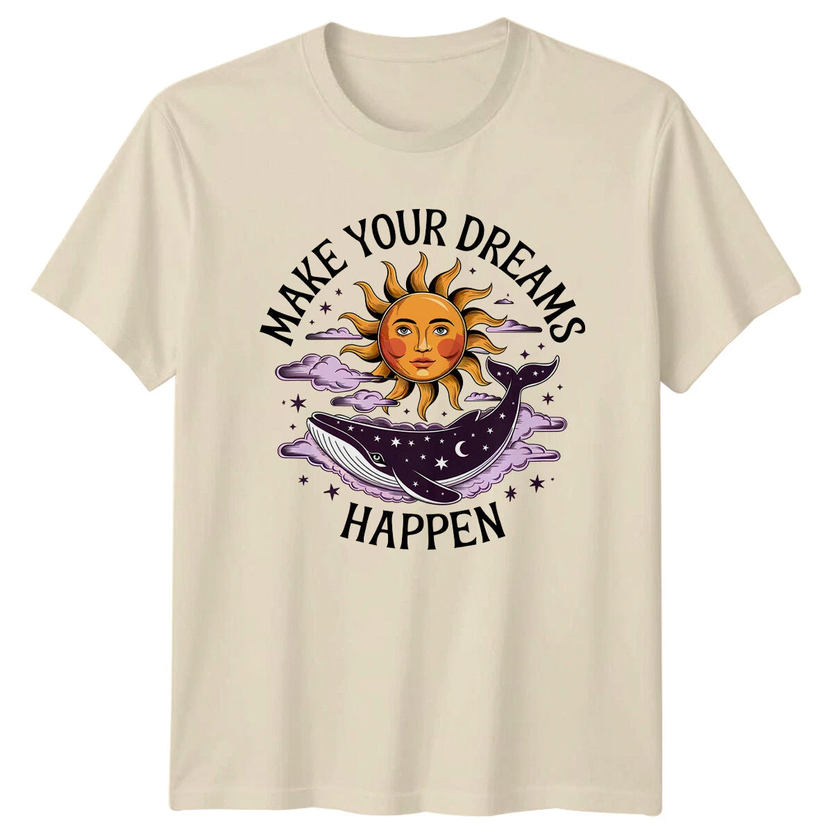 Boho Make Your Dreams Happen Whale Sun Celestial T-Shirt