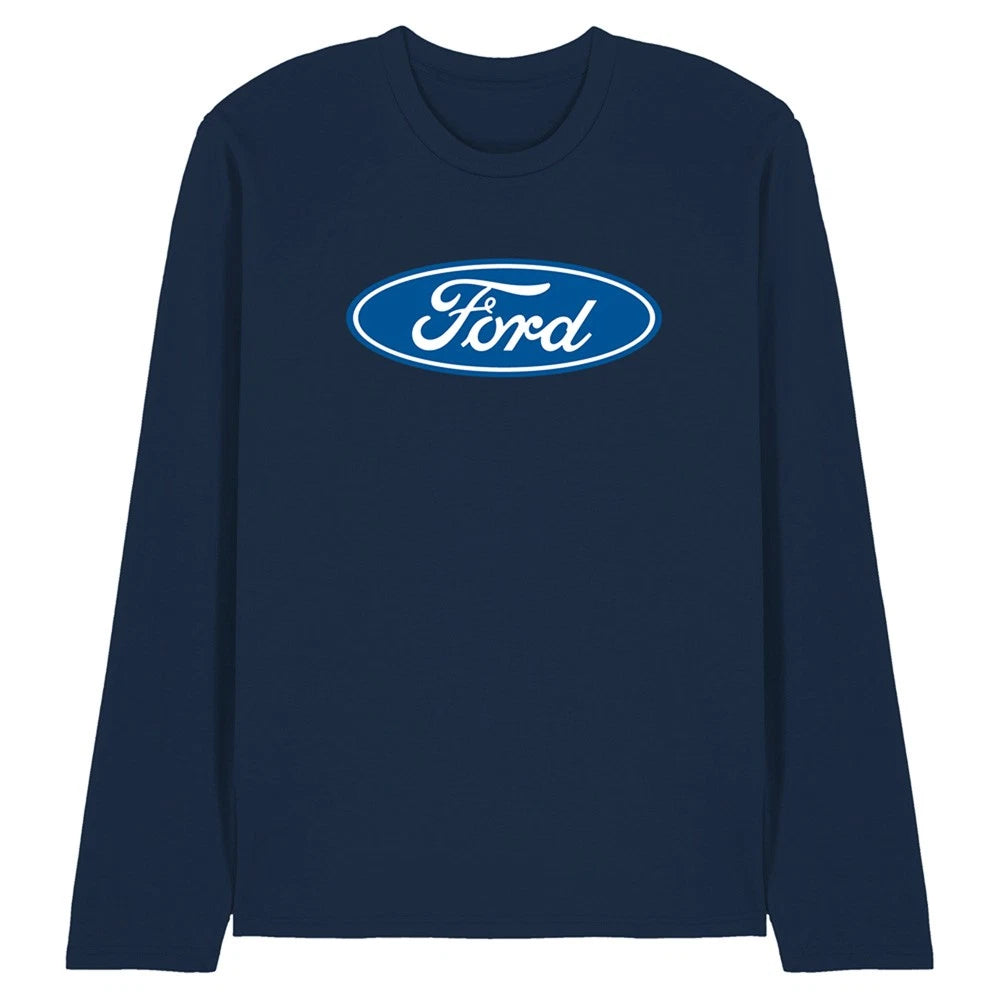 Ford Dimensional Logo Unisex Long Sleeve T-Shirt S-2XL, Navy