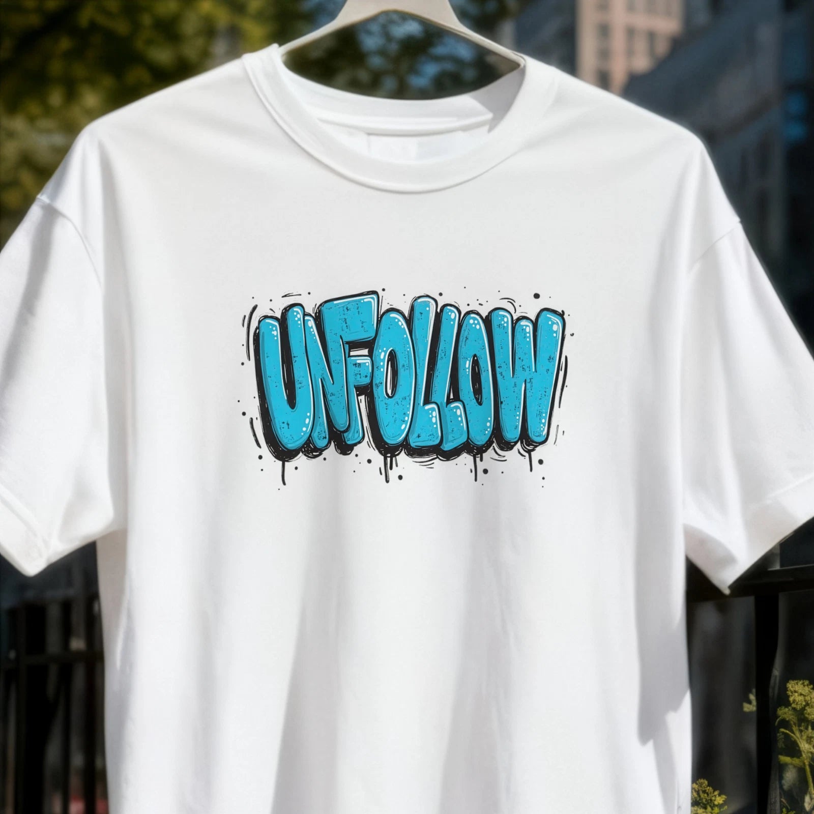 Unfollow Typography Graffiti Unisex Tee, Oversized Box Shirt