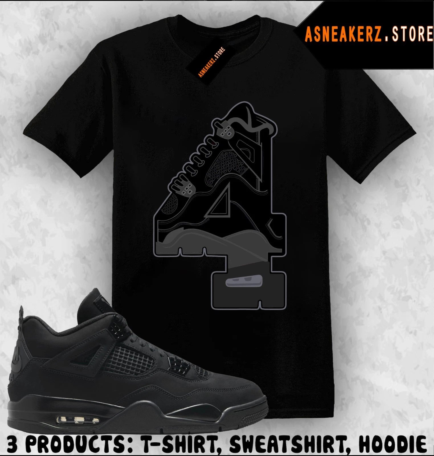 Shirt Matching AJ 4 Black Cat 2025 Match Sneaker Number 4s Sneakerhead T-Shirt