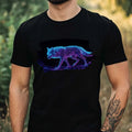 Mens Neon Light Wolf Motif Cotton T-Shirt Size XS to 5XL