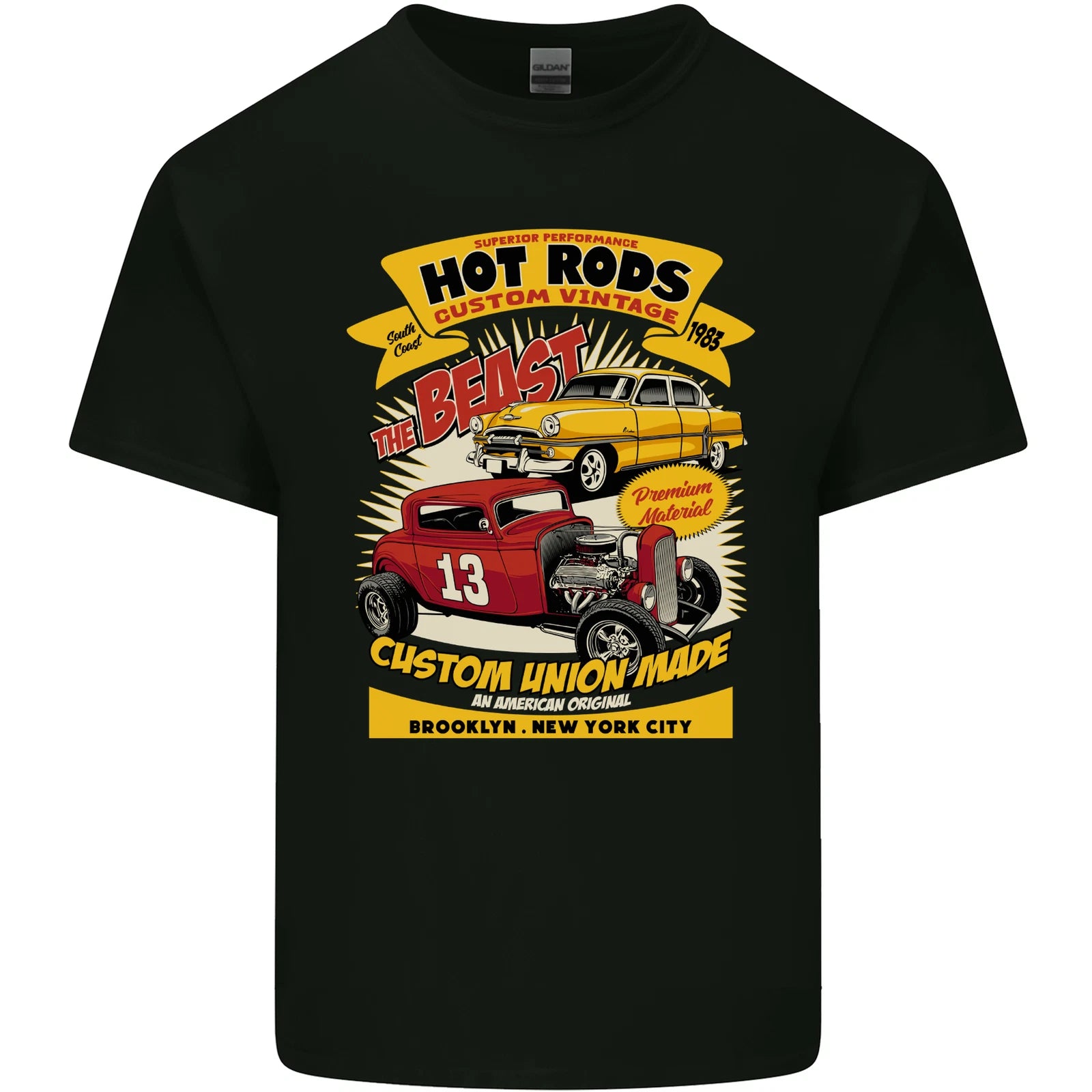 Hot Rod Custom Vintage Brooklyn New York City Mens Cotton T-Shirt Tee Top
