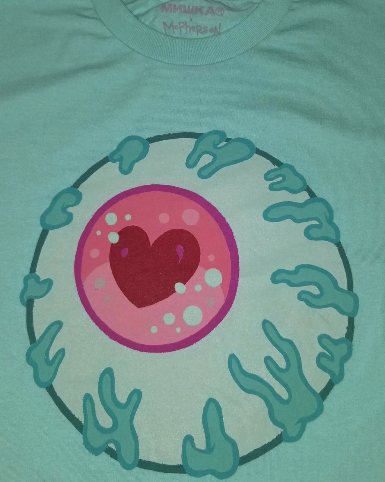 TARA MCPHERSON MISHKA T-SHIRT LARGE L LONG SLEEVE TEAL ART FEMALE POP PRINT Toy