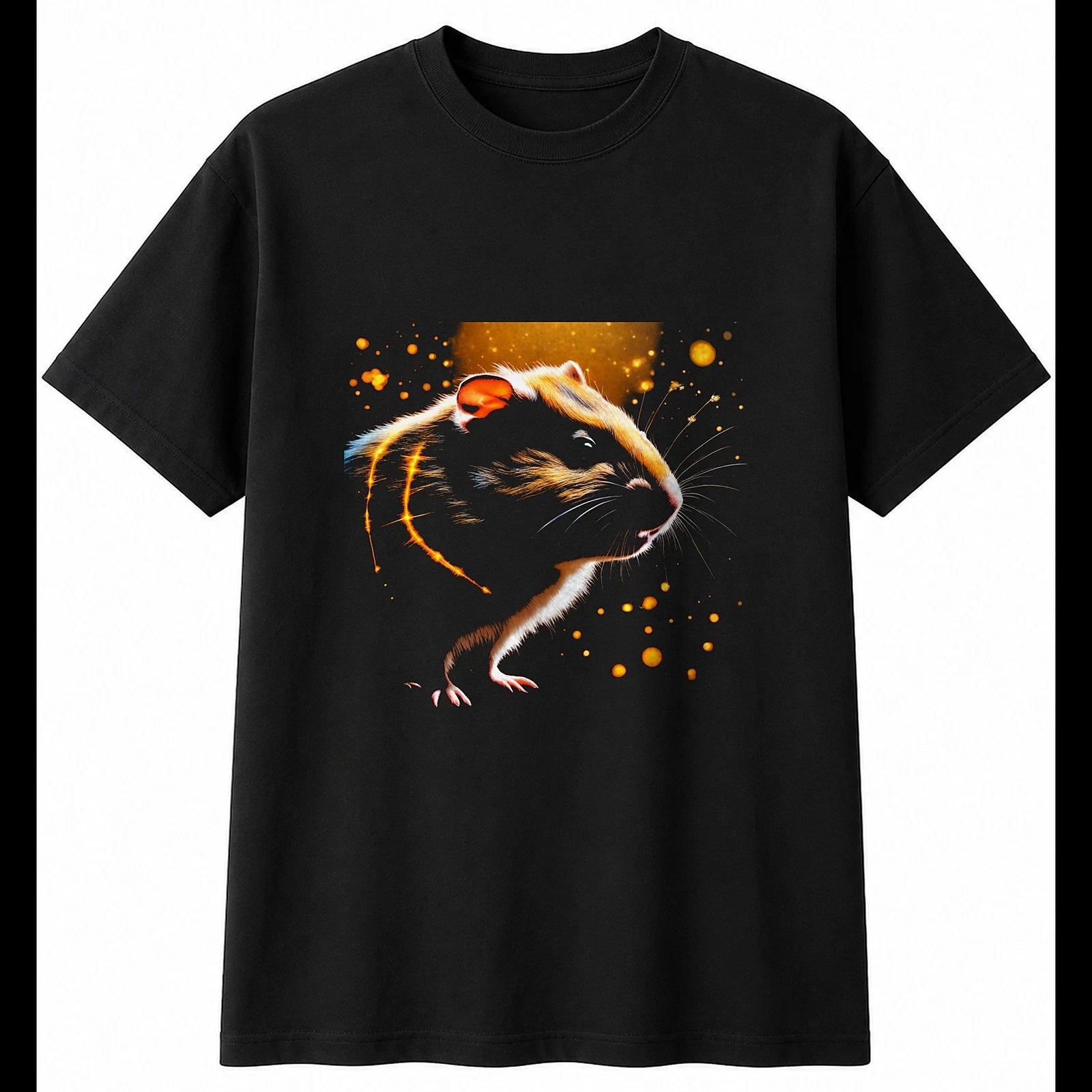 Hamster Glowing Cute Mens T-Shirt Black 100% Cotton Top