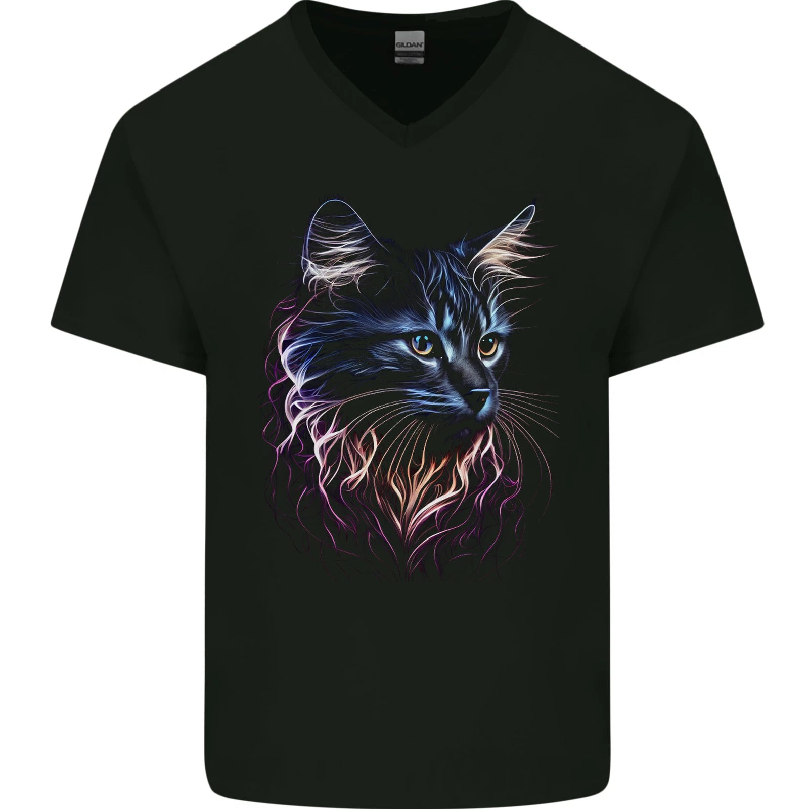 A Fantasy Cat With Cool Colours 1 Mens V-Neck Cotton T-Shirt