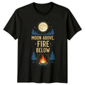 Moon Above Fire Below Camping Mens T-Shirt Womens Tee Graphic Unisex Top