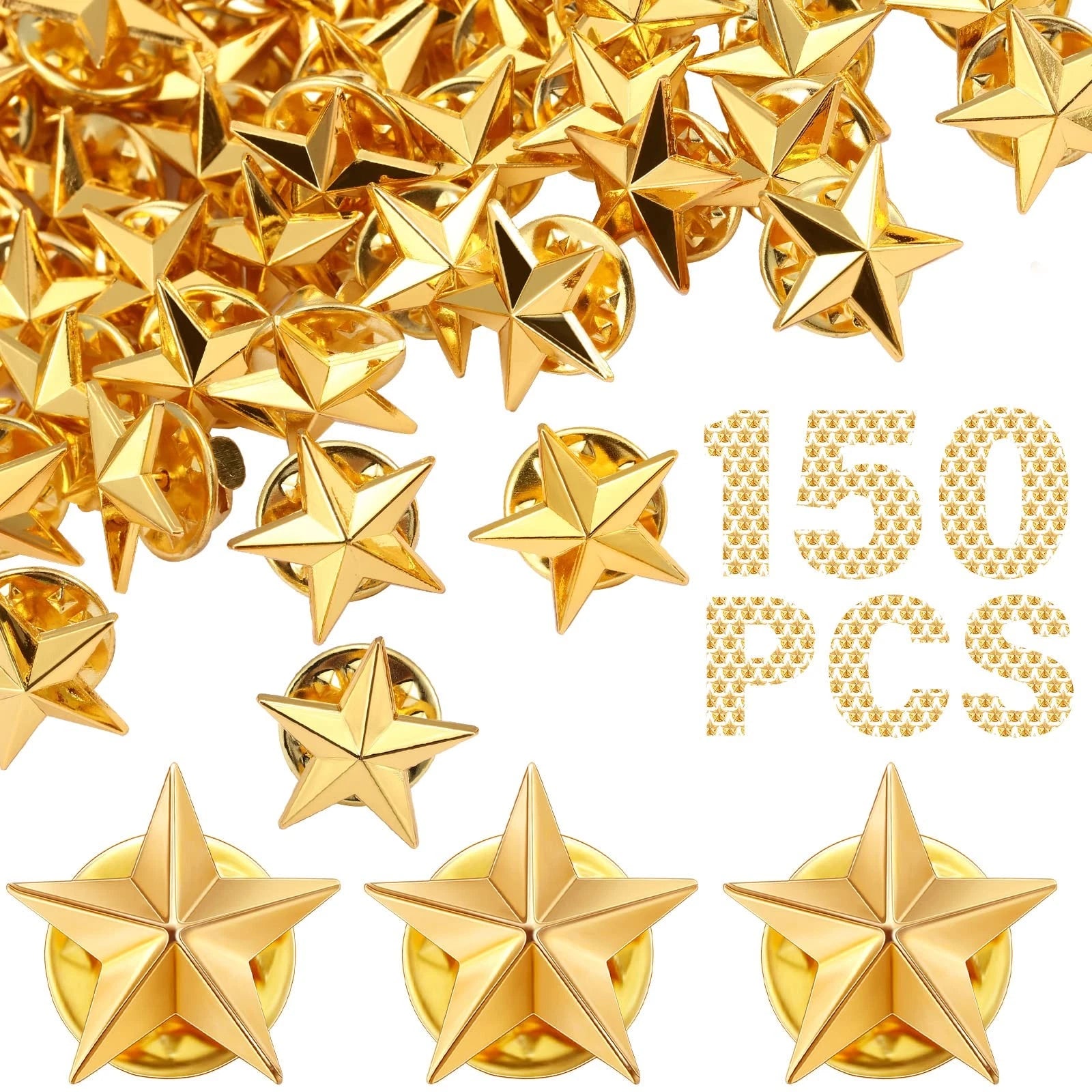 150 Pieces Gold Star Lapel Pin Bulk 4th of July Patriotic 250 Anniversary Bac...