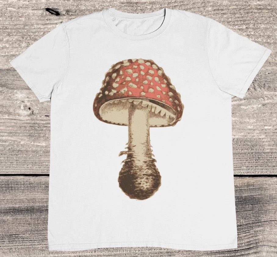Fly Agaric T shirt - Red Mushroom T shirt - Vintage Mushroom %100 Premium Cotton
