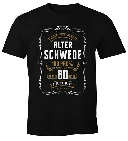 Mens Gift T-Shirt Birthday Living Legend Old Swede 30-80 Years