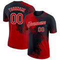Custom Red Black-White 3D Pattern Design Abstract Brush Stroke Performance T-Shi