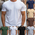 Short Sleeve Round Neck Slim Fit Polyester T Shirt for Men Fitness Activity