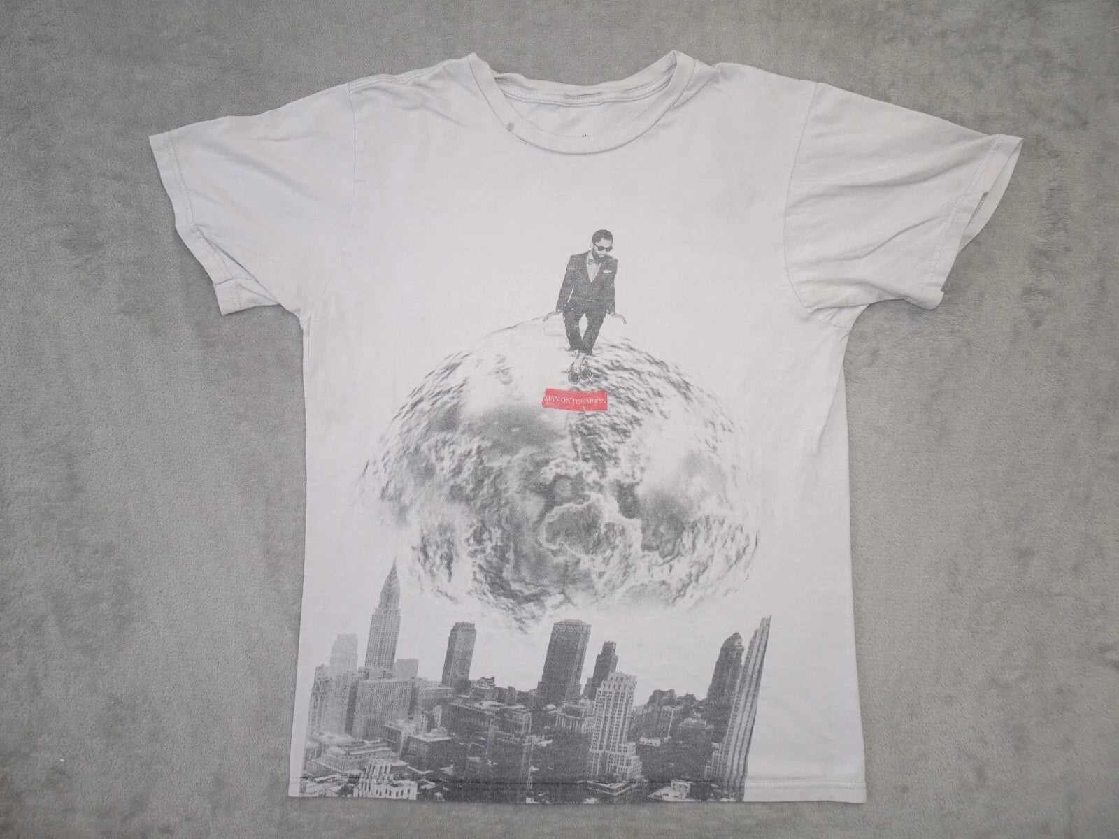 Profound Aesthsetic T Shirt Man on the Moon New York Cityscape Medium Beige